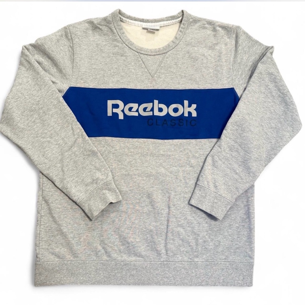 Men’s Retro Reebok Classic Gray and Blue Crewneck sweatshirt XL